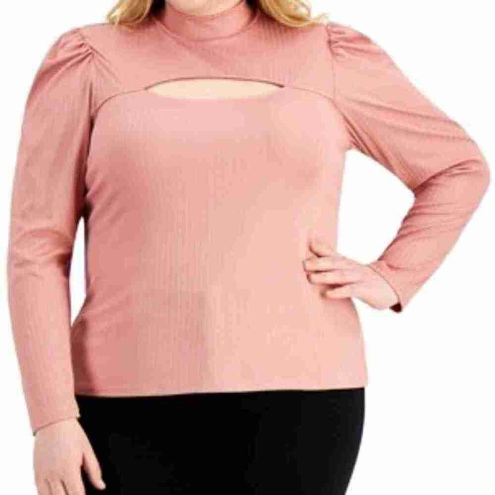 Full Circle Trends Trendy Cutout Mock-Neck Top